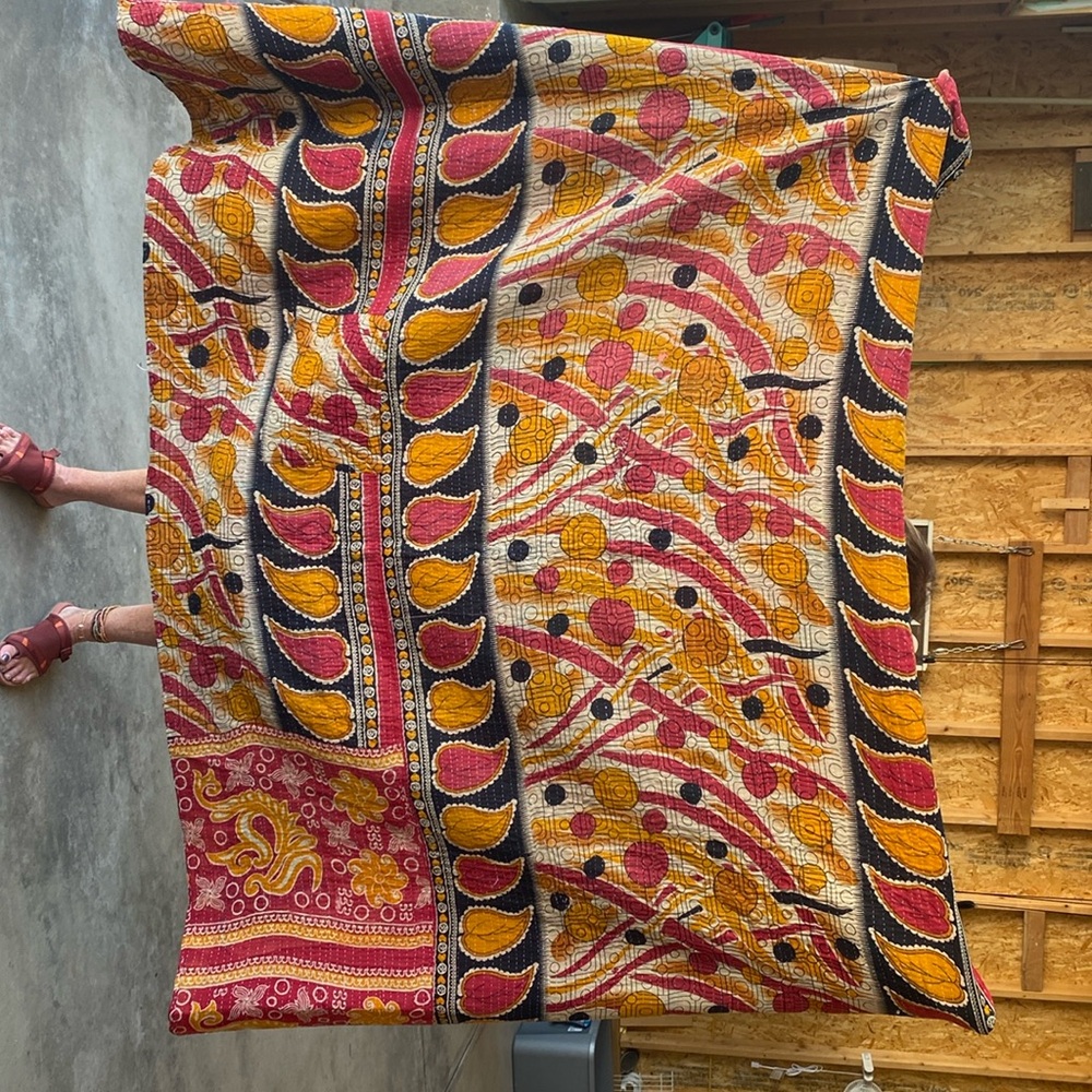 Indian Reversible Sari Throw Blanket
